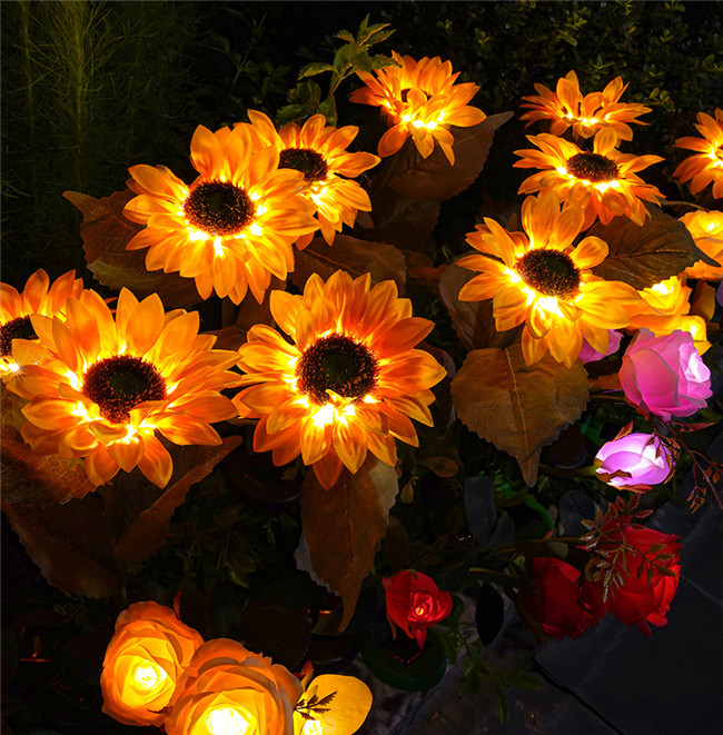 Wasserdichtes LED-Solar-Sonnenblumenlicht für Rasenwege